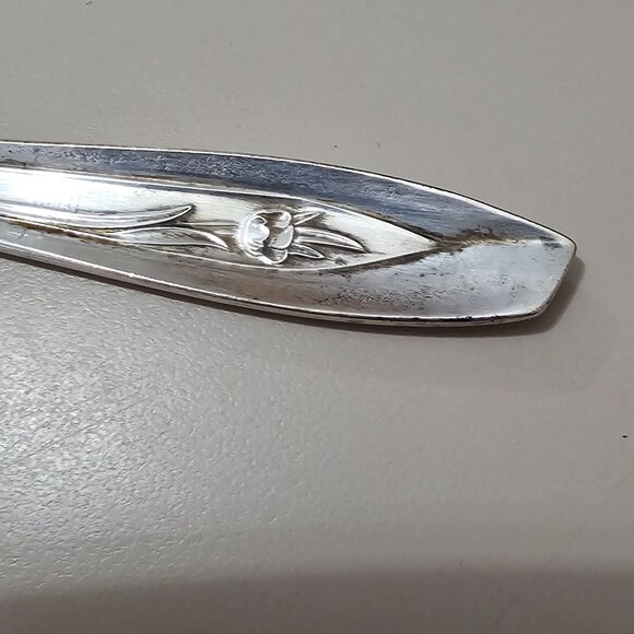 International Silver Tulip Serving Set 2pc floral center design 1950s Vtg minima - Picture 9 of 13